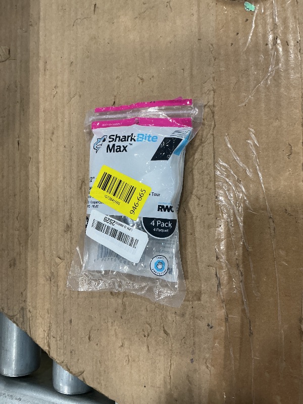 Photo 1 of ***ONLY ONE** SharkBite Max 1/2 x 3/8 Inch Compression Angle Stop Valve, Pack of 4, Quarter Turn, Push to Connect Brass Plumbing Fitting, PEX Pipe, Copper, CPVC, PE-RT, HDPE, UR23036A4
