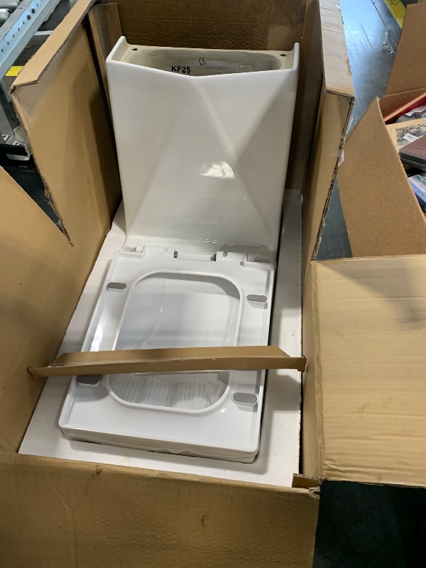 Photo 1 of  ** SIMILAR**WinZo Modern Square Toilet One Piece With Golden Push Button Dual Flush Elongated Rectangle Comfortable ADA Height,White with golden Parts