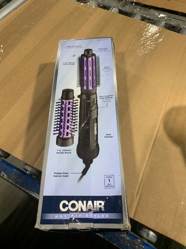 View 2 of **UNTESTED**
Conair 2-in-1 Hot Air Curling Combo, Includes 1.5-inch Curl Brush and 1-inch Aluminum Bristle Brush