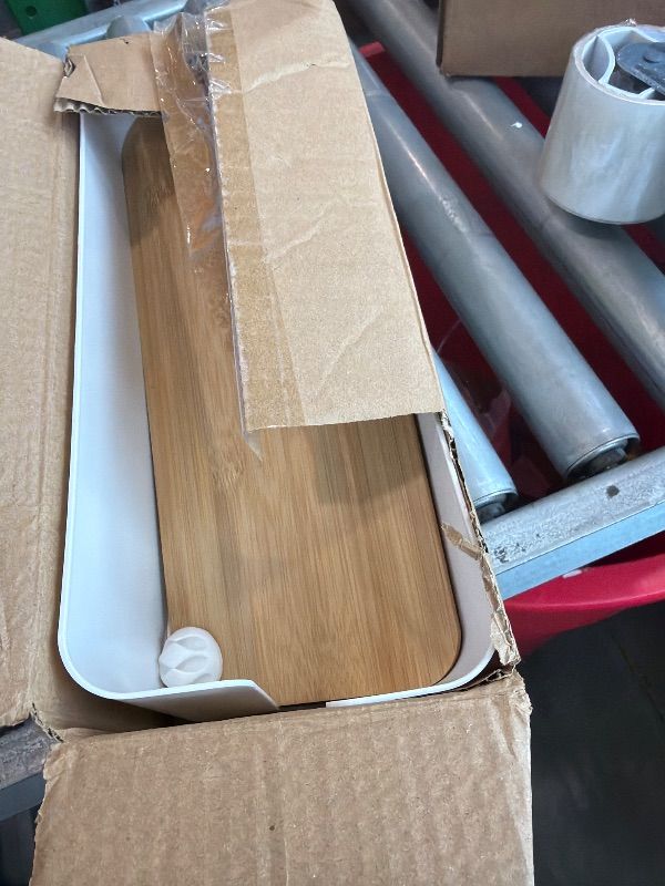 Photo 1 of **UNTESTED**
Cable Management Box - Wooden Style Cord Organizer Box to Hide Wires & Power Strips | Desk Computer Cable Organizer Box | Safe ABS Material | 12.6" (L) x 5.3" (W) 4.9" (H) | for Home & Office - White