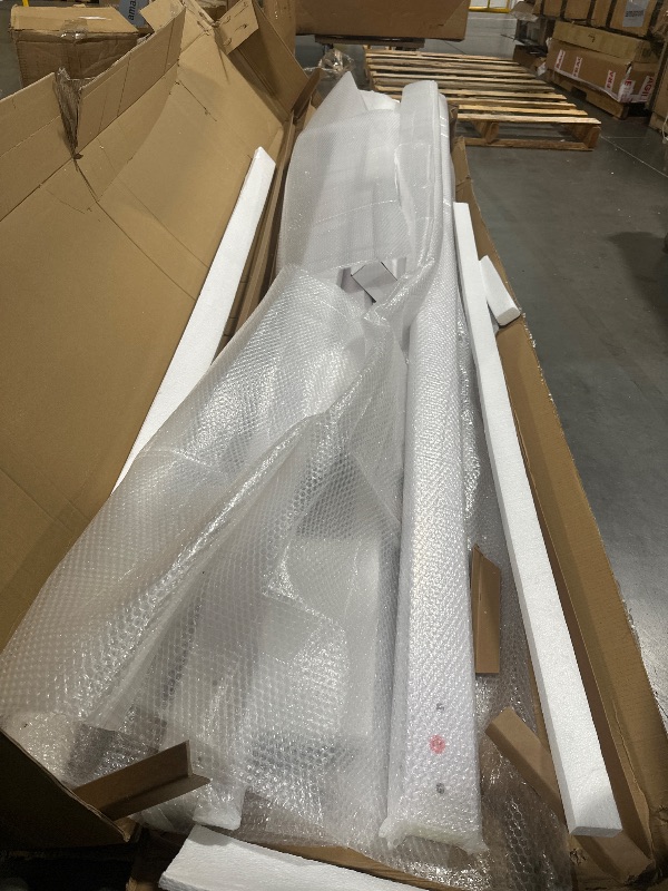 Photo 1 of ***UPDATED 5/15*** ROYMELO 42x96 Inch White Sliding Barn Door Slab with 7ft Hardware Kit Included, 5-Panel, MDF Wood Panel Covered with Water-Proof Scratch-Proof PVC Surface, Simple DIY Assembly