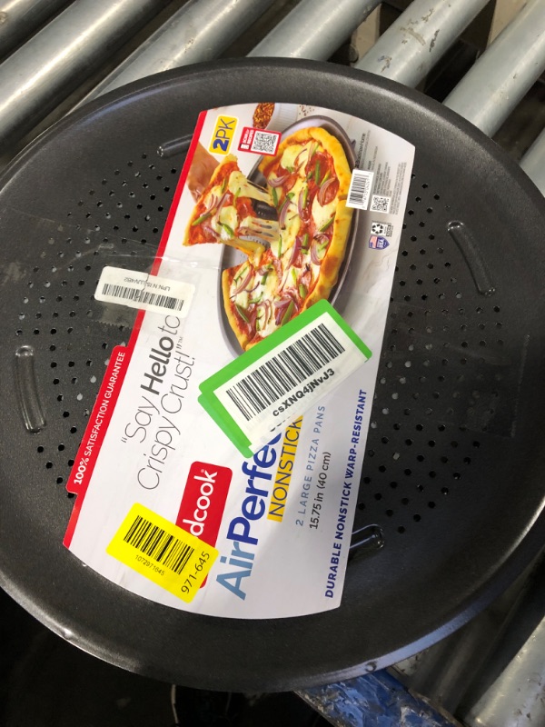 View 2 of ** ONLY ONE** GoodCook AirPerfect Nonstick 16” Pizza Pan - Set of 2 - Pizza Trays for Oven, Perforated Round Pizza Pan, Carbon Steel Baking Pan, Homemade, Frozen & Leftover Slices