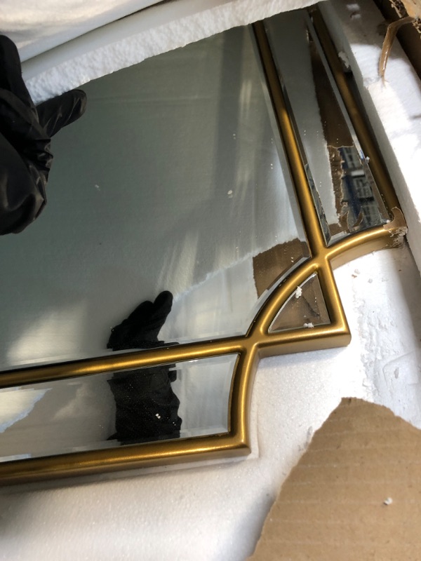 Photo 1 of ** DAMAGE** Kelly Miller 32"x48" Large Gold Mirror for Wall, Modern Decorative Mirror Rectangle Wall Vanity Mirror Bevelled Full Length for Bathroom Living Room Bedroom Farmhouse Fireplace Entryway