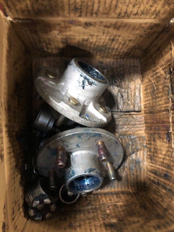 Photo 1 of ?OZISENS 2 Sets 3500 lbs Pre-Iubricated Galvanized Trailer Hub Kits 5 Bolt 4.5 for 1-1/16'' to 1-3/8'' #84 Tapered Spindle,Trailer Hub Kit with Pre-Assembled L44649 & L68149 Bearings and Grease Seal
