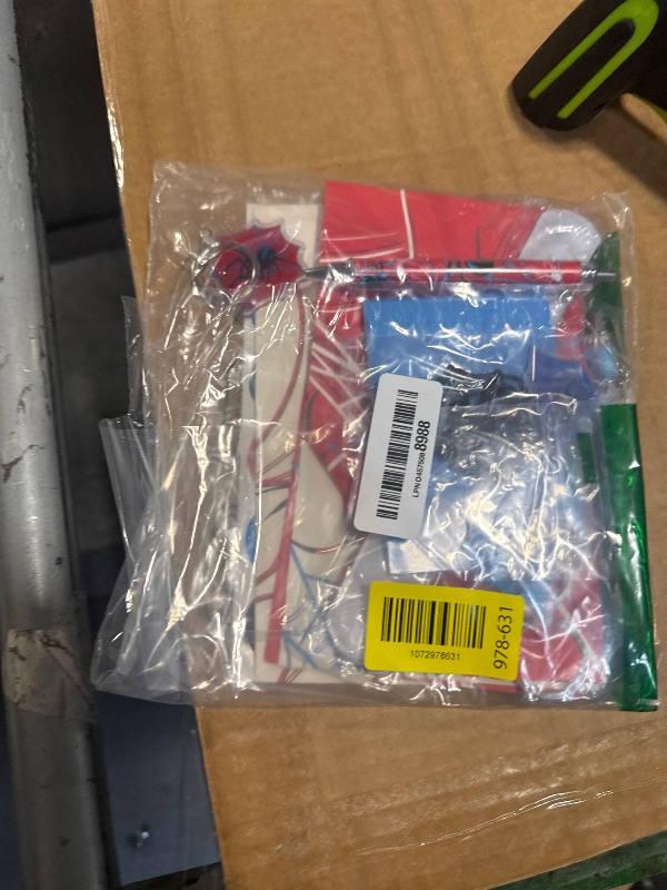 Photo 1 of ***MISSING PARTS**** 96Pcs Spider Party Favors Set Hero Theme Birthday Decorations Include Spider Web Pens Notepads Paper Gift Bags Key Chains Straws Stampers Toys for Spiderweb Party Supplies Classroom Rewards Gifts