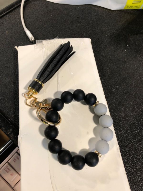 Photo 1 of ** keychain only**
BAOSIWA Silicone Beaded Bracelet Keychain Wallet Black Wristlet Credit Card Holder Small RFID Wallet Bangle Key Ring for Women with Zipper Pocket