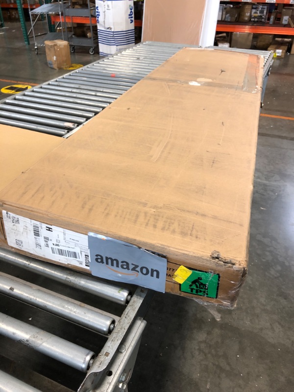 Photo 1 of ***MAJOR DAMAGE*** Sismplly King Size Bed Frame with Velvet Upholstered Headboard, Platform Bed with Strong Wood Slats, Mattress Foundation, Box Spring Optional, Easy Assembly, Black
