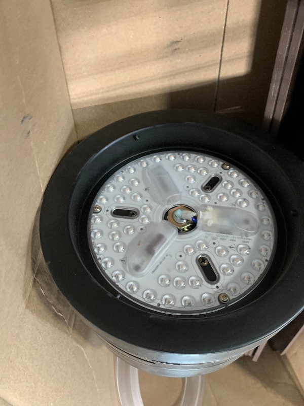 Photo 1 of ****Cover Damaged****LEDLUX 84" Ceiling Fan with Light, 6-Speed Remote Control, Reversible DC Motor, Modern 9 Blades with 4.5"/12"/24" Downrods for Home or Commercial Black/Walnut