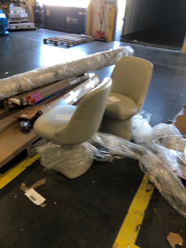View 3 of ***SET OF 4*** ***PICK UP WITH TRUCK*** KISLOT Swivel Dining Chairs Set of 4, Upholstered Mid Century Modern Deskchair with High Back, Faux Leather Kitchen Chairs for Dining Room, Bedroom, Dressing Room, Cream