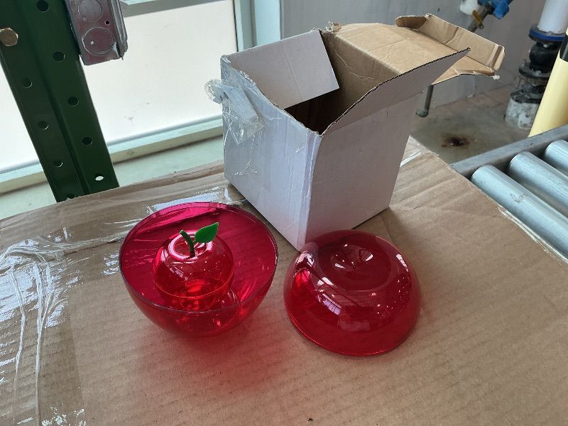 Photo 1 of [Only 2 apples with 1 stem] 3Pcs Plastic Apple Container, 3 Sizes Red Apple Jar with Lid for Christmas, Valentine's Day, Wedding Party Decor