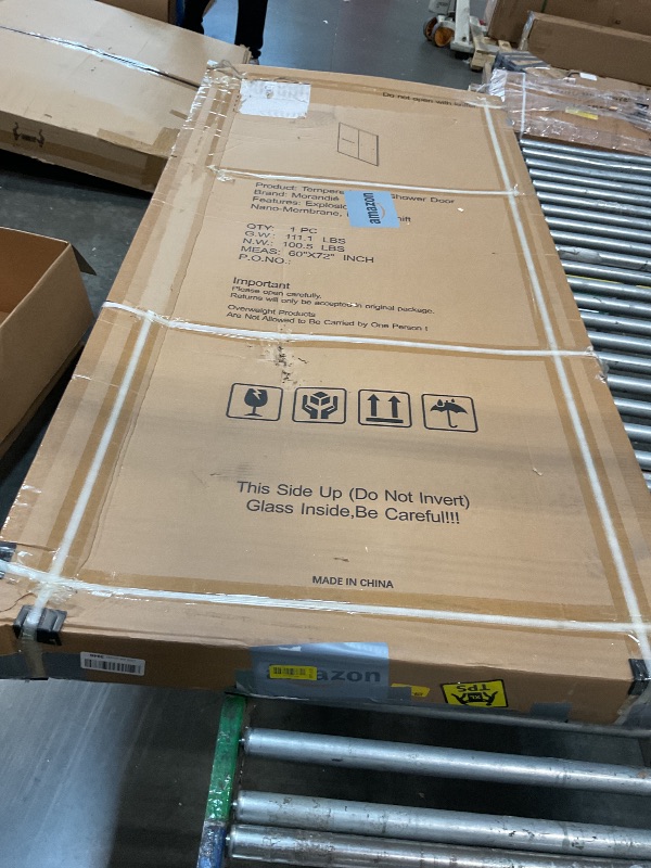 View 2 of ***For parts**Sliding Shower Door 56-60" W x 72" H, Bathroom Sliding Door,Double Sliding Glass Shower Door, 1/4-Inch (6mm) Clear Tempered Glass, Easy Install Frameless Shower Doors for Walk-in Shower (Matte Black)