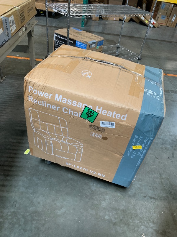 Photo 1 of ** missing power cord and hand control *** DUMOS Power Lift Recliner Chair with Vibration Massage and Heat for Elderly, Ergonomic Overstuffed Breathable Fabric Reclining Chair with 3 Pockets, Remote Control, Living Room, Bedroom, Brown
