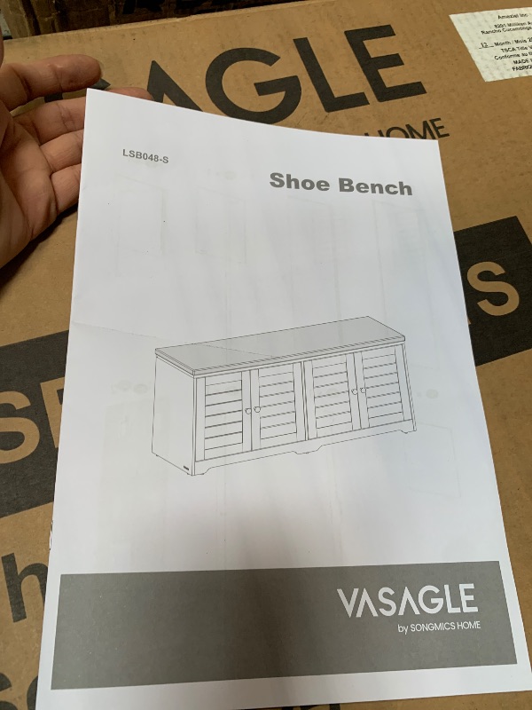 Photo 1 of ** sold as is, no refund/return ** see comments!
VASAGLE Shoe Storage Bench with Cushion, 3-Tier Entryway Bench with Padded Seat, Doors, Adjustable Shelves, 14 x 47.6 x 20.7 Inches, for Hallway, Bedroom, Cloud White and Dove Gray ULSB048WB01