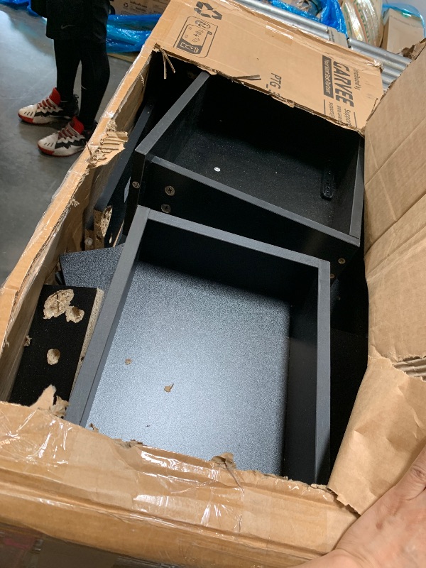 Photo 1 of ***MISSING BOX***Garvee Vanity Desk with Mirror & Light, Makeup Vanity Table with Charging Station, Large Storage Cabinet & 2 Drawers & 3 Open Shelves, 3 Lighting Modes Adjustable Brightness, Bedroom Dressing, Black
