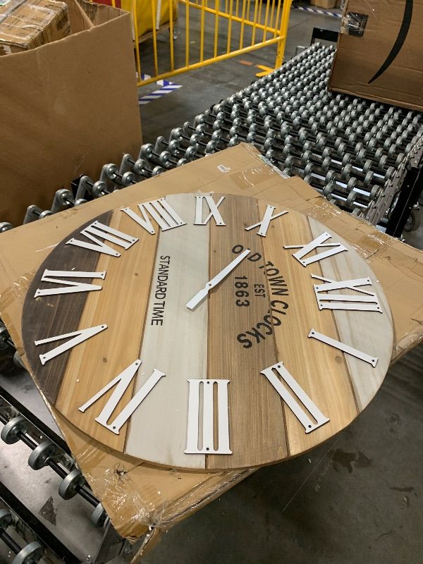 Photo 1 of ** SOLD AS IS, NO REFUND/RETURN** SEE COMMENTS!
Oldtown Clocks 30" Wooden Multi-Color Rustic Farmhouse Wall Clock (Wood, 30 inch)