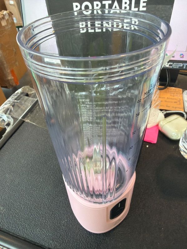 Photo 1 of **UNTESTED**
Portable Blender, 360W Personal Blender for Shakes and Smoothies for Kitchen, 24 Oz BPA Free Traveling Juicer Cup and Lid with 6 Blades, Self Cleaning Portable Juicer for Kitchen/Travel/Gym, Pink