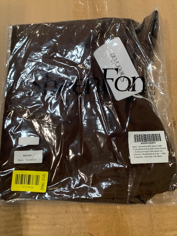 Photo 1 of ** BROWN**
Sheenfon Bib Apron with Fixed Neck Strap and Utility Pocket – Full-Coverage Chef Apron for Kitchen, Restaurant & Cafe – 100% Polyester, One Size Fits Most