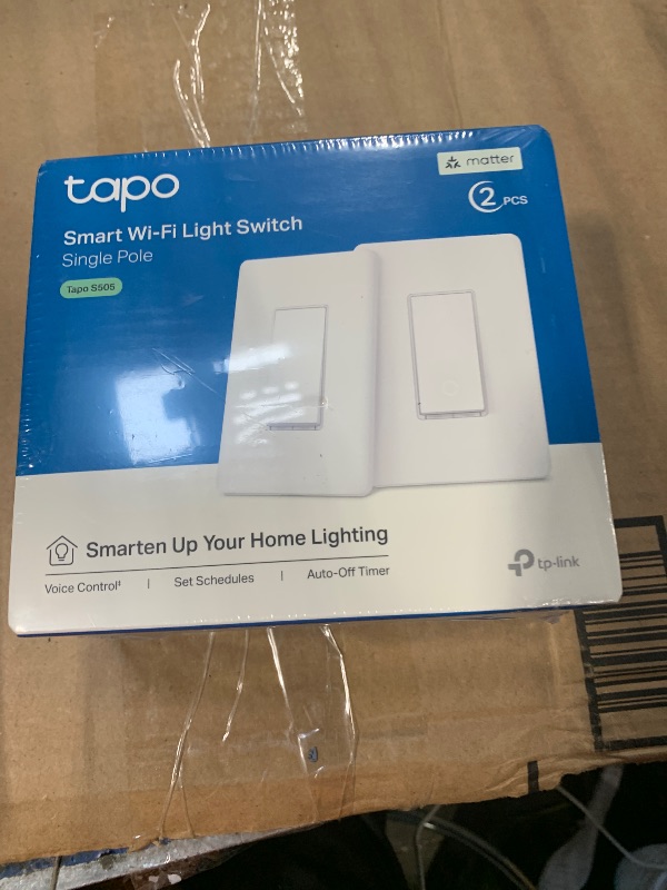 Photo 1 of *** FACTORY SEAL *** TP-Link Tapo Matter Smart Light Switch: Voice Control w/Siri, Alexa & Google Home | UL Certified | Timer & Schedule | Easy Guided Install | Neutral Wire Required | Single Pole | Tapo S505(2-Pack)