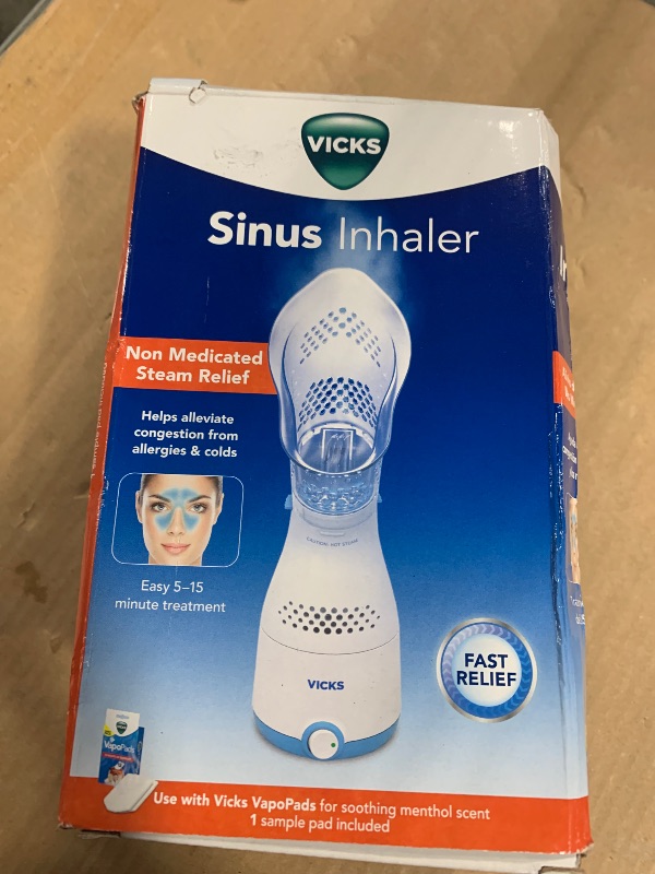 Photo 1 of **UNTESTED**
Vicks Sinus Inhaler, Plug-in Non-Medicated Steam Inhaler for Sinus Relief, Allergies, Congestion & Colds, Vocal Steamer, Soothes Nasal & Throat Passages, Works with VapoPads (1 Included)