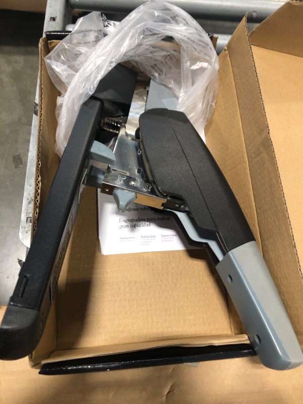 Photo 1 of **DAMAGED**
Swingline Heavy Duty Stapler, 210 Sheet Capacity, High Capacity, Jam Free, Comfort Handle, Metal, Black and Gray (90002)**plastic broken**