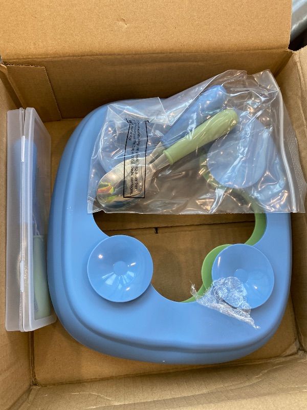 Photo 1 of **missing plates**
Teenyyou 2 Pcs 8.2" Large Kids Porcelain Plates with Silicone Sleeves Toddlers Divided Plates Extra Deep White Porcelain Dishes 2 Pack Spoons and Forks Set Microwave Dishwasher Friendly(Blue,Green)