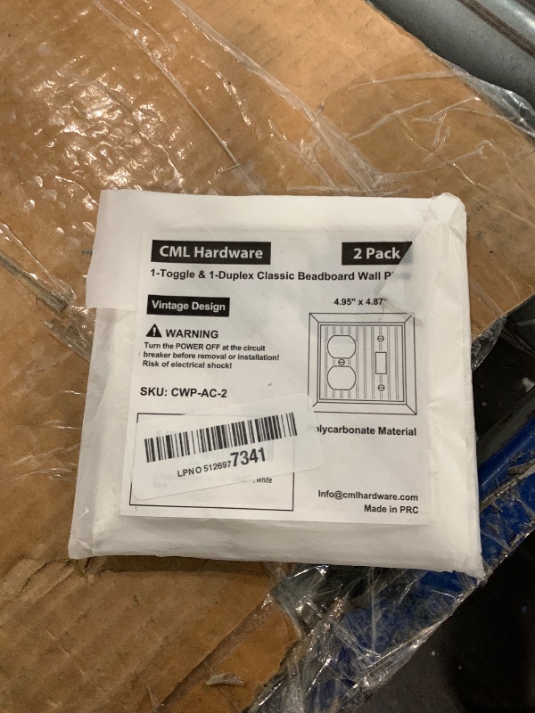 Photo 1 of (2 Pack) CML Classic Beadboard Duplex/Toggle Combination Switch Wall Plate, Vintage Outlet Covers, Retro Wood Grain Design Switch Plates, Impact Resistant, Standard Size 4.95”X 4.87”, White