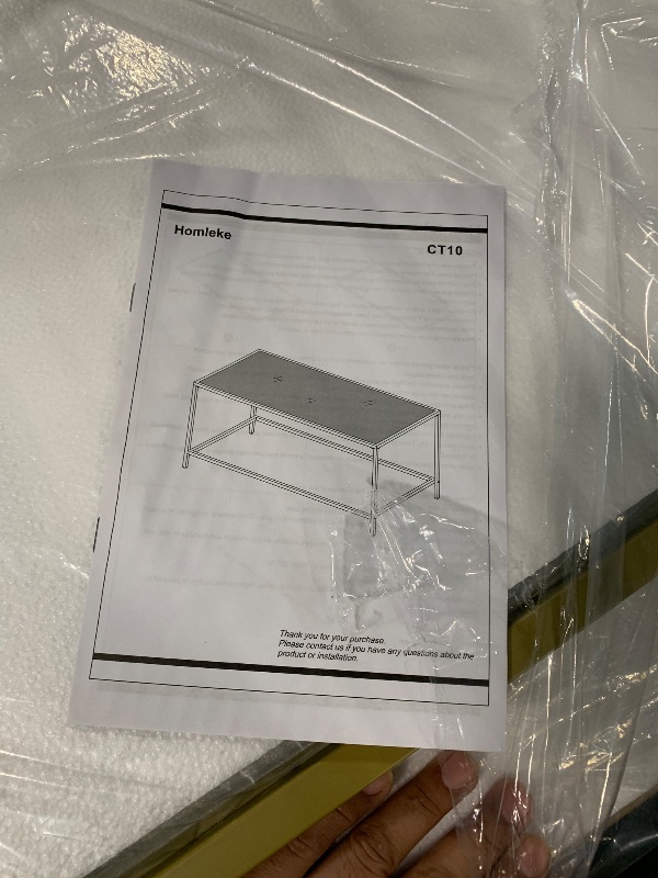 Photo 1 of ***MISSING HARDWARE*** SAYGOER White Faux Marble Coffee Table Simple Modern Rectangular Coffee Tables Open Design Minimalist Center Table for Living Room Office, 39.37 x 19.69 x 17.72, White Gold