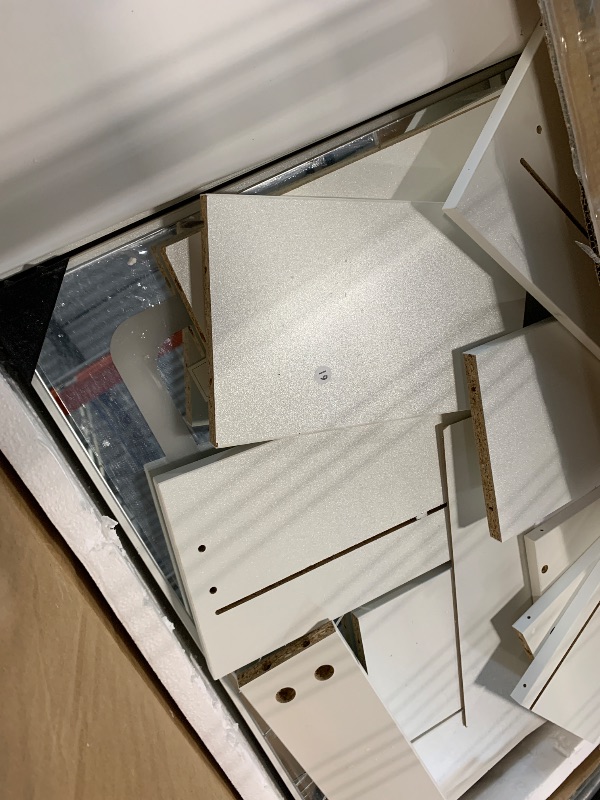 Photo 1 of **FINAL SALE, VIEW NOTES**LIVELYGLOW Makeup Vanity Desk with Smart LED Mirror & Charging Station, 35.4" White Vanity Table Set with Cushioned Stool, 4 Drawers & Hairdryer Rack, Modern Bedroom Dressing Table-White