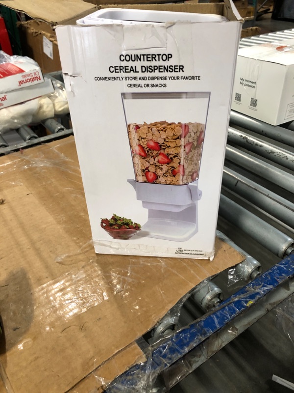 Photo 1 of *MAJOR DAMAGE*
Mivvosakuki Cereal Dispenser Countertop Large Cereal Containers Storage Dispenser For Pantry Dry Food Dispenser Countertop Candy Dispenser Machine Rice Dispenser For Snack,Nuts, Granola(White,1PC)