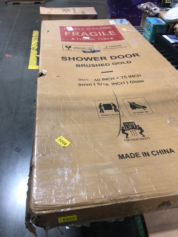 Photo 1 of ***PARTIAL SET - MISSING HARDWARE***
Findepot Frameless Sliding Shower Door 56-60 in W x 75 in H,Frameless Shower Door with 5/16" (8mm) Clear Tempered Glass,Silent Soft-Close Design,Brushed Gold