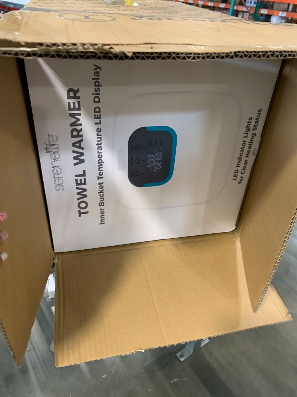 Photo 1 of ***FINAL SALE NO RETURNS, FOR PARTS ***7/3/2026 ***NONE FUNCTIONAL***
SereneLife Towel Warmer Bucket - Compact 23L Bathroom Towel Heater with Essential Oils Disc Holder, Adjustable Timer, Auto Shut-Off, Power Cord Storage & LED Display, Fits 2 Oversized T