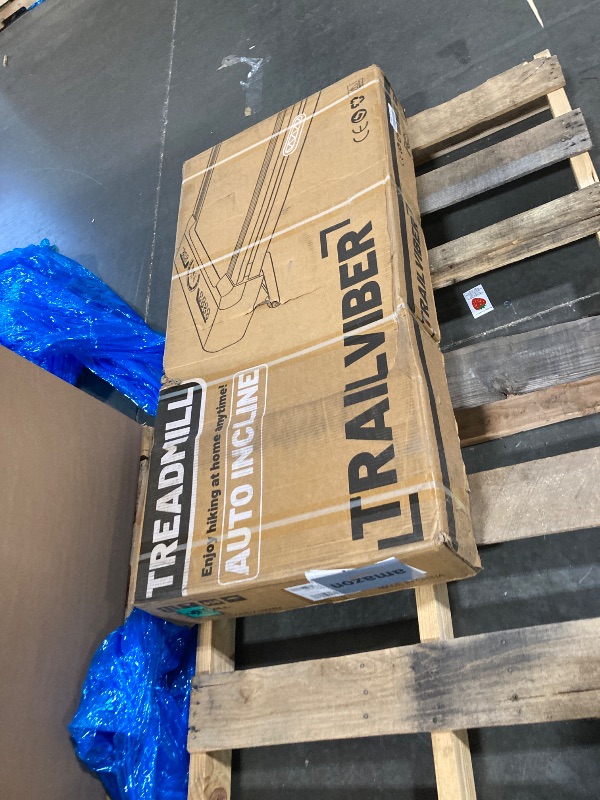 Photo 1 of ***FACTORYSEALED***
TRAILVIBER Walking Pad Treadmill with 12% 9-Level Auto Incline, 450 lbs Capacity RGB LED Screen, Smart APP, Bluetooth Speaker Under Desk Treadmill, Compact Treadmills for Home Hiking, Blue Black