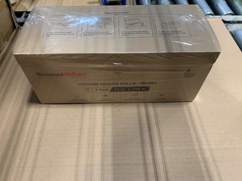 View 2 of *** NEW FACTORY SEALED *** Bonsenkitchen 11” x 150’ Vacuum Sealer Bags Rolls with Cutter for Food Storage, Commercial Grade, BPA Free, Great for Meal Prep and Sous Vide Cooking
