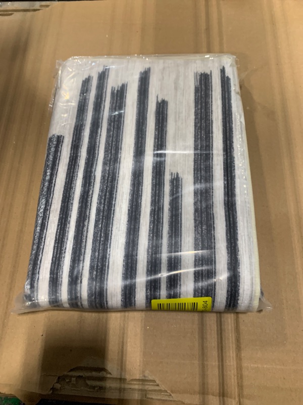 Photo 1 of *** BEIGE *** GarveeHome 2x3 Striped Small Area Rug for Entryway Machine Washable Non Slip Bedroom Soft Indoor Carpet Modern Stain Resistant Low Pile Doormat for Kitchen, Black