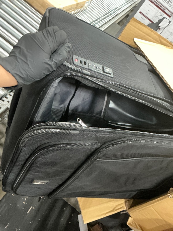Photo 1 of ***MAJOR DAMAGE***Travelpro Maxlite 5 Softside Expandable Luggage with 4 Spinner Wheels, Lightweight Suitcase, Men and Women, Black, Checked-Large 29-Inch