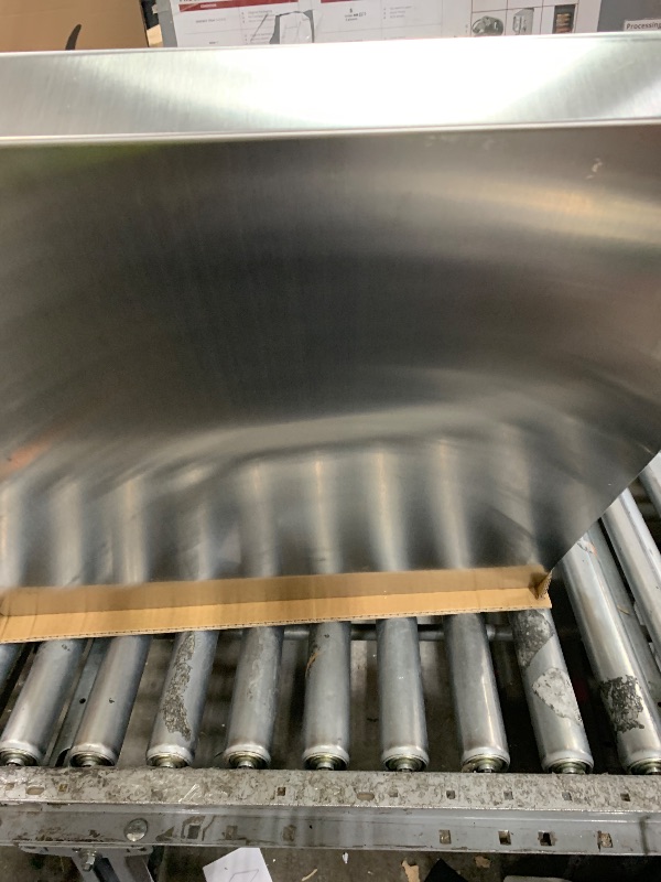 Photo 1 of *** no accessories** GarveeTech 24 in x 24 in Washing Machine Pan for Washer and Dryer and Small Appliances, 304 Stainless Steel Washing Machine Tray with 4 Pcs Anti-Vibration Washing Machine Feet, No Hole