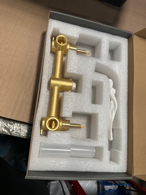Photo 1 of * missing parts see pics *
SITGES Gold Bathroom Faucet, Double Handle Wall Mount Bathroom Sink Faucet and Rough in Valve Included (Gold)