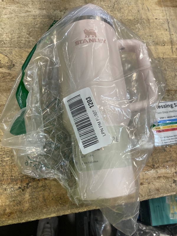 View 2 of **DENT ON BOTTOM OF CUP AND STRAW** STANLEY Quencher H2.0 Tumbler with Handle and Straw 40 oz Flowstate 3-Position Lid Cup Holder Compatible for Travel Insulated Stainless Steel Cup BPA-Free Rose Quartz 2.0