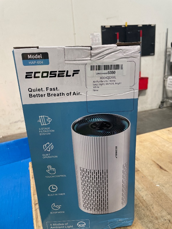 Photo 1 of **FACTORY SEALED** Air Purifiers for Home Large Room Cover Up to 1500 Ft² with True HEPA Filter, 20dB Sleep Mode, 360° Air Intake & Outlet, HAP604, Pure White