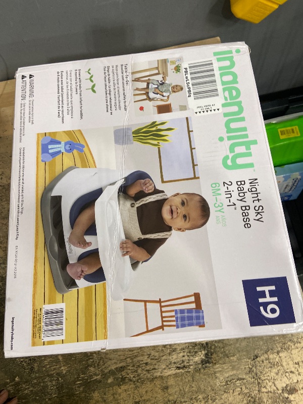 Photo 1 of (missing back piece) Ingenuity Baby Base 2-in-1 Booster Feeding and Floor Seat with Self-Storing Tray - Night Sky