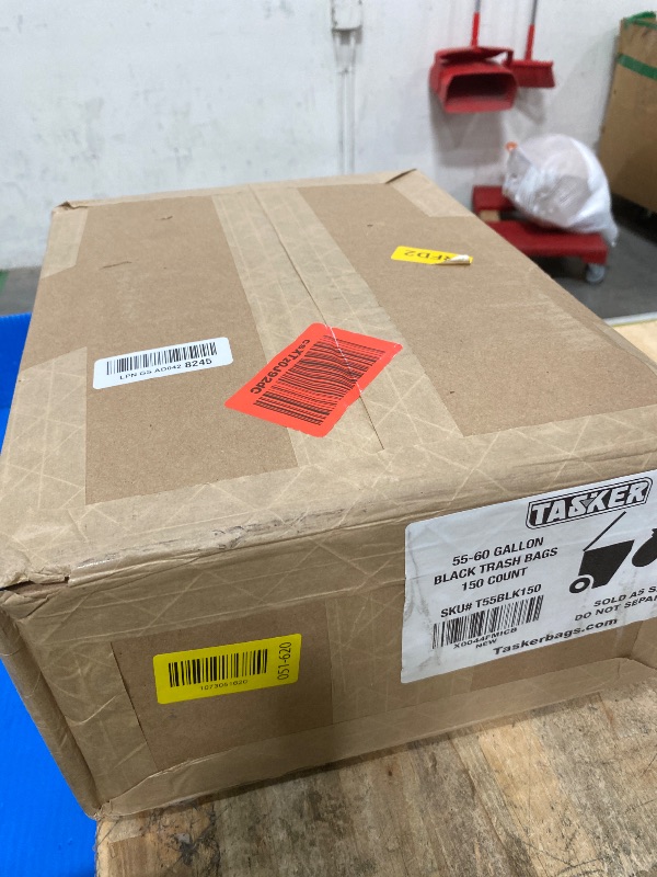 Photo 1 of **FACTORY SEALED** Tasker 55-60 Gallon Trash Bags Heavy Duty | Mega ValuePack 150 Bags | Large Black Garbage Bags | for Office, Commercial, Outdoor, Lawn, and Leaf