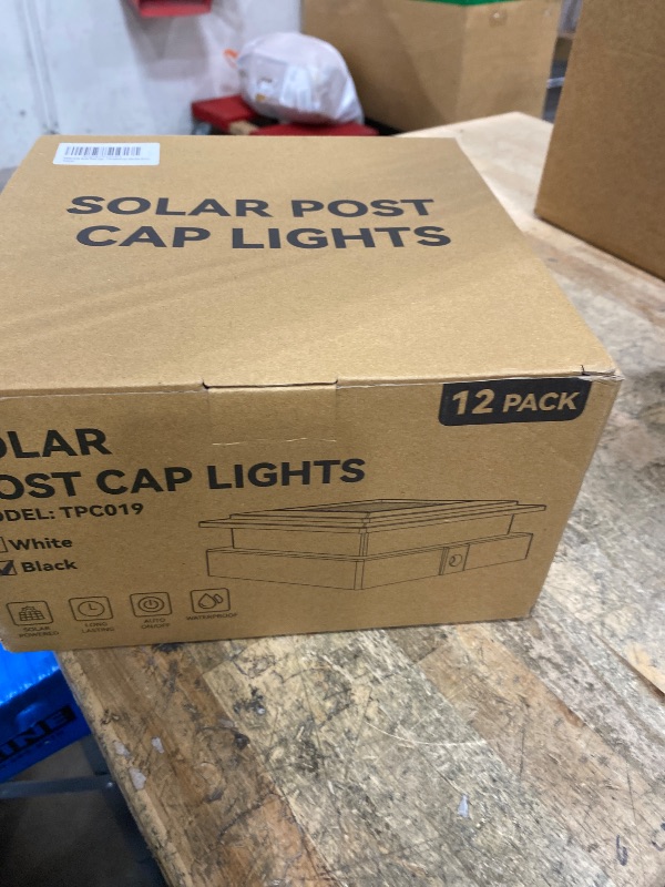 Photo 1 of **ITEMS FACTORY SEALED** ENSLI 12 Pack 4x4 Solar Post Cap Lights Outdoor, Fence Post Solar Lights with Warm Light Mode, Waterproof Fence Deck Post Lights Solar Powered Fits 4x4 3.5x3.5 Vinyl Wooden Posts for Patio Porch