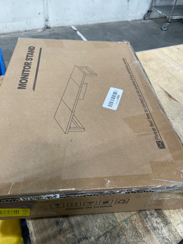 Photo 1 of **FACTORY SEALED** WESTREE Dual Monitor Stand Riser, Wood and Steel Multi-Purpose Desktop Storage Stand for 2 Monitors for Computer, Laptop, Printer, TV, Rustic Brown