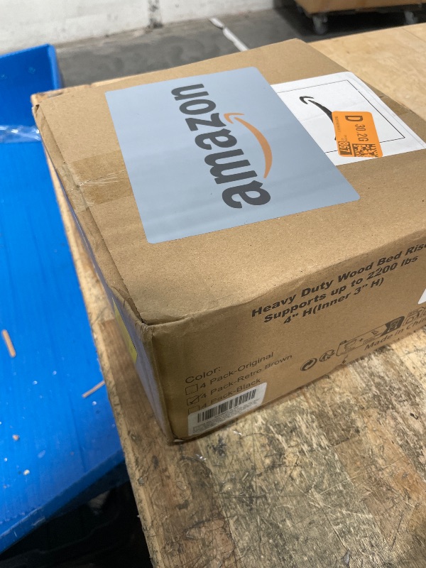 Photo 1 of **FACTORY SEALED** EasyPAG Bed Risers 4 inch Heavy Duty, Elevate Height 3 inch, Wood Furniture Risers for Couch Table Desk, Support 2200 Lbs, 1-inch Deep Anti-Fall Edge Bed Lifts with Non-Slip Pads, 4 Pack, Retro Brown