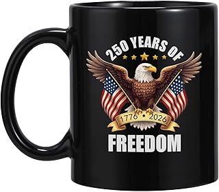 View 1 of **200 YEARS FREEDOM USA 250th Anniversary Mug 250 Years Of Freedom Mug 11 Oz Double Sided Mug for Veterans,250 Anniversary USA Gifts Independen
