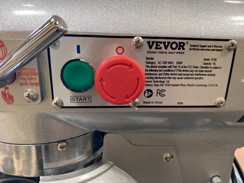 Photo 1 of VEVOR Commercial Food Mixer, 30Qt Commercial Mixer with Timing Function, 1100W Stainless Steel Bowl Heavy Duty Electric Food Mixer Commercial with 3 Speeds Adjustable 108/199/382 RPM, Dough Hook Whisk