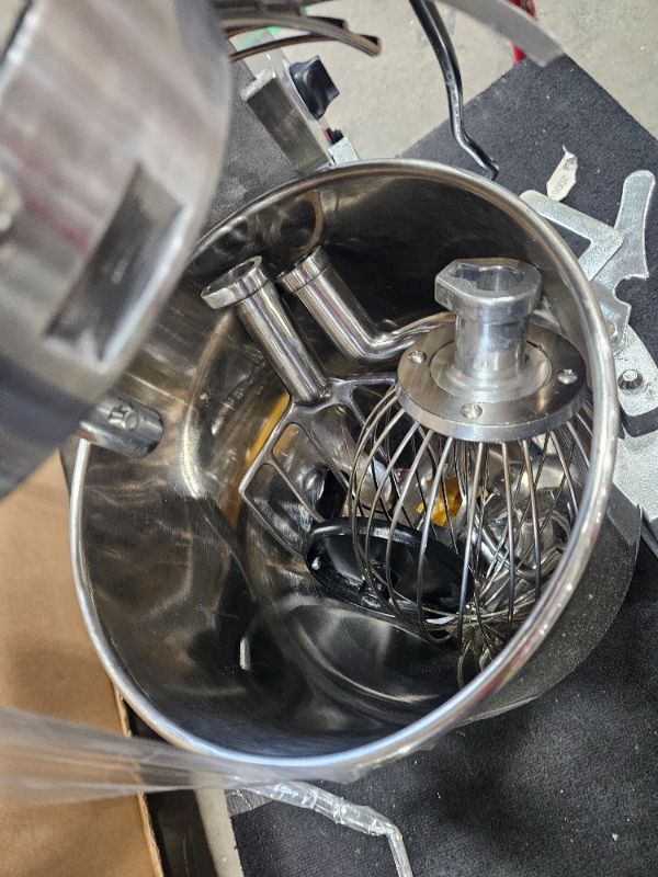 Photo 1 of VEVOR Commercial Food Mixer, 30Qt Commercial Mixer with Timing Function, 1100W Stainless Steel Bowl Heavy Duty Electric Food Mixer Commercial with 3 Speeds Adjustable 108/199/382 RPM, Dough Hook Whisk
