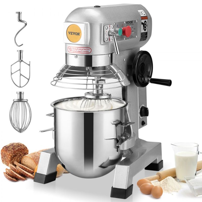 Photo 1 of VEVOR Commercial Food Mixer, 30Qt Commercial Mixer with Timing Function, 1100W Stainless Steel Bowl Heavy Duty Electric Food Mixer Commercial with 3 Speeds Adjustable 108/199/382 RPM, Dough Hook Whisk