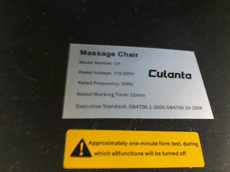 Photo 1 of **MISSING POWER CORD AND HEADREST**

 Culanta Massage Chair Full Body, Zero Gravity SL-Track Shiatsu Massage Recliner Chair with Body Scan, Airbags, Foot Rollers, Deep Yoga Stretch, Heating (U1-Black)