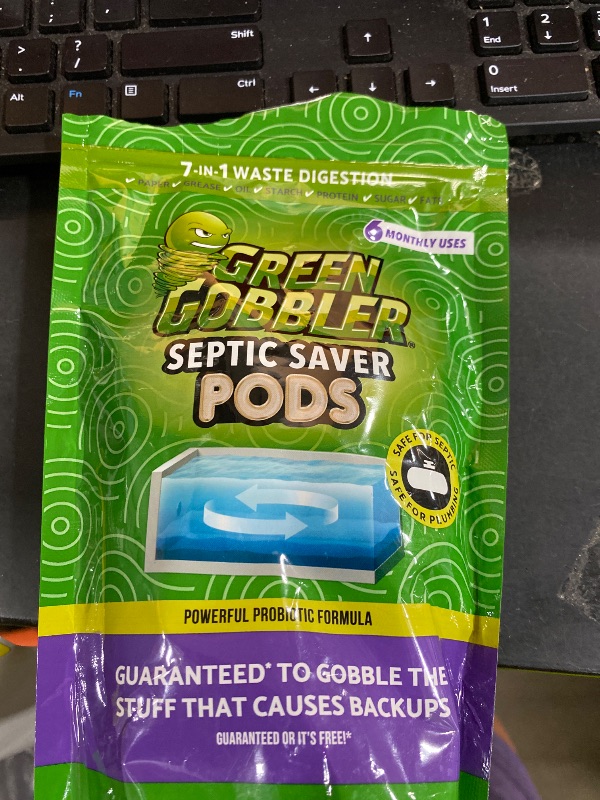 Photo 1 of Green Gobbler Septic Tank Enzyme Treatment Packets, 6 Month Supply - Powerful & Natural Bacteria to Prevent Costly Septic Issues, Back-Ups